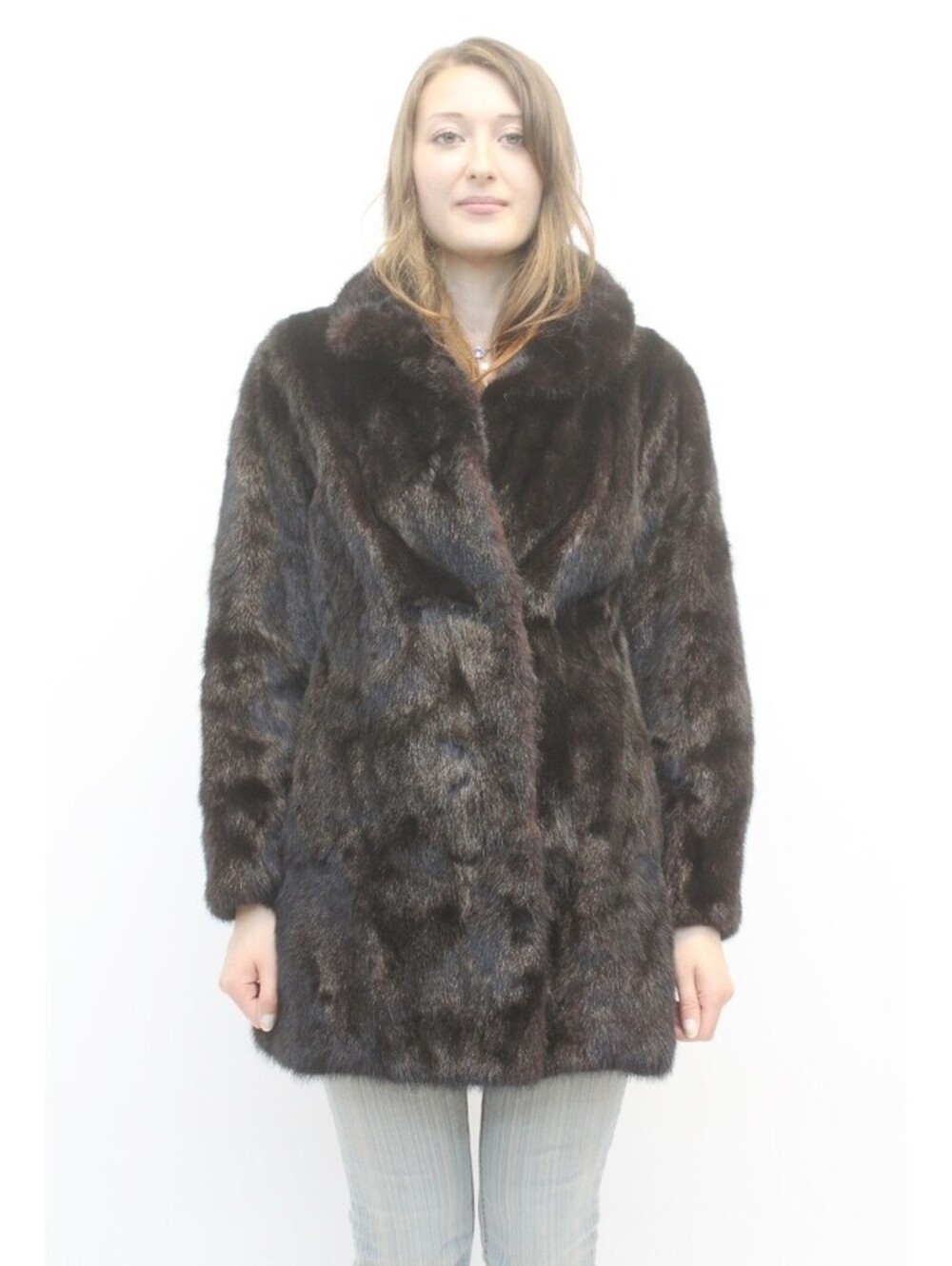 MINT CANADIAN DARK RANCH MINK FUR COAT  JACKET WOMEN WOMAN SIZE 4 SMALL